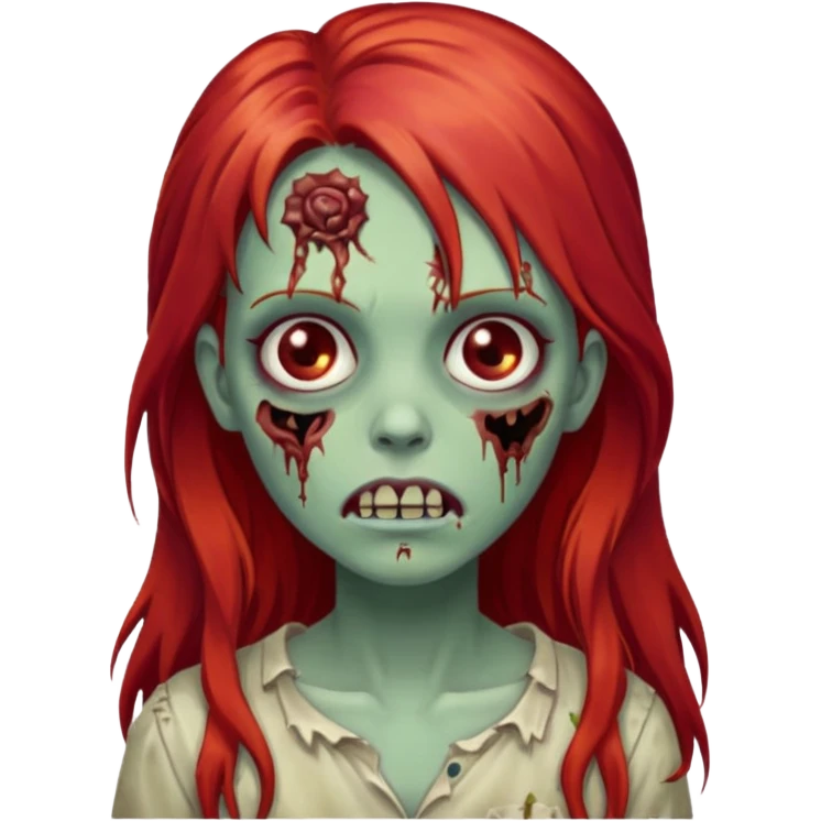 Zombie girl franja ruiva cabelo comprido  emoji