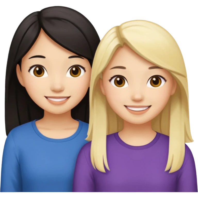 Two girl best friends one Asian the other blonde emoji