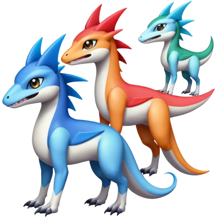 Colorful Meloetta-Latios-Wargreymon-Sergal-Pokémon-Digimon-Fakémon-fusion-hybrid-creature emoji