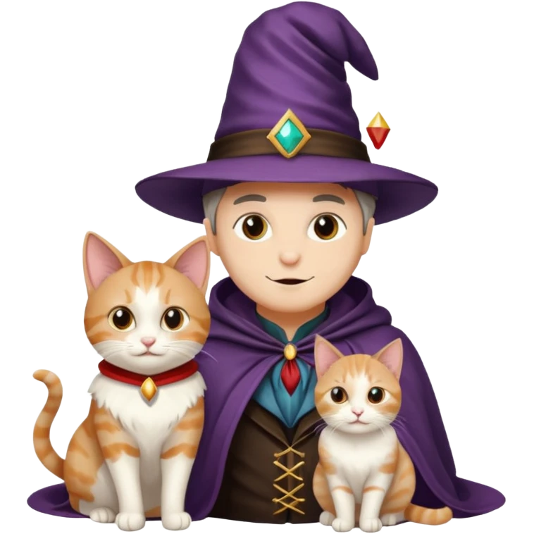 magician couple and their pet cat emoji