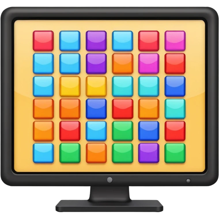 A monitor screen, showing some colorful layouts like scquares, rectangles, etc. emoji
