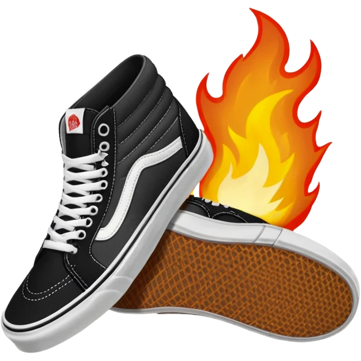 Vans shoes black skate and fire in front logo emoji