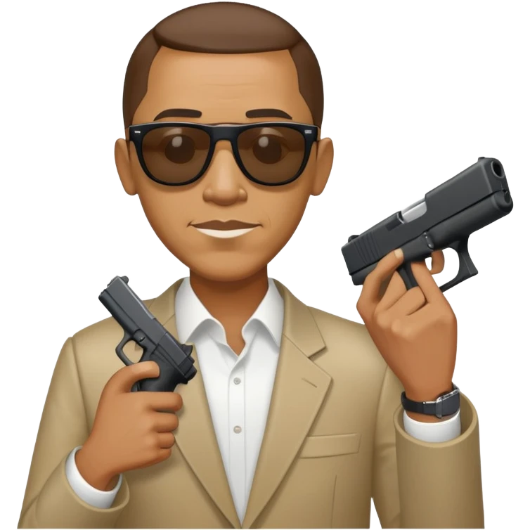 pickle with sunglasses and glock with obama emoji