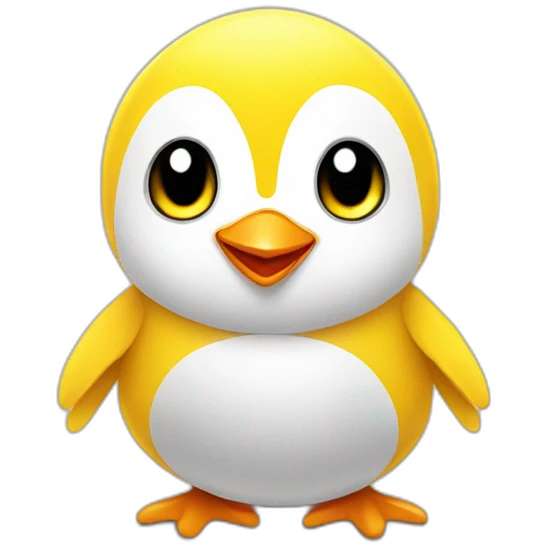 yellow-chick-smile-cute-with penguin emoji