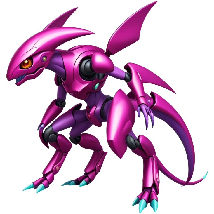 Shiny Exotic Futurisitc Colorful epic Miraidon-Genesect-Fakémon-hybrid-creature (full body)  emoji