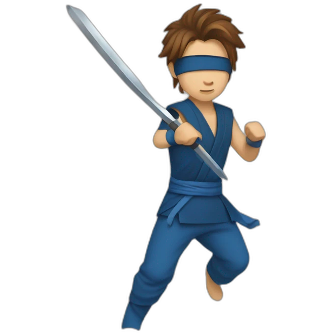 ninja,barefoot,blue-sleeveless-outfit,brown-hair,running-to-the-right,slashing-sword emoji