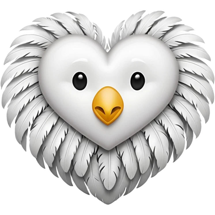 white heart with a feather texture emoji