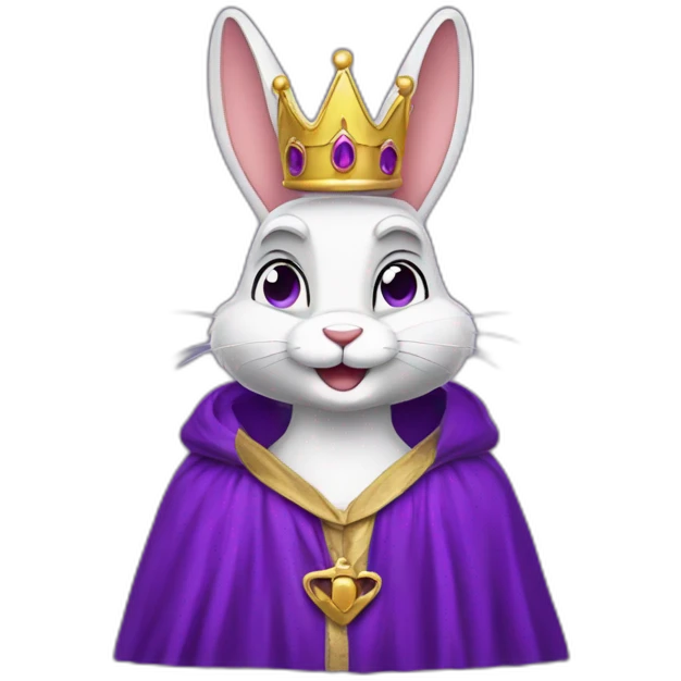 bugs bunny with crown and purple robe emoji