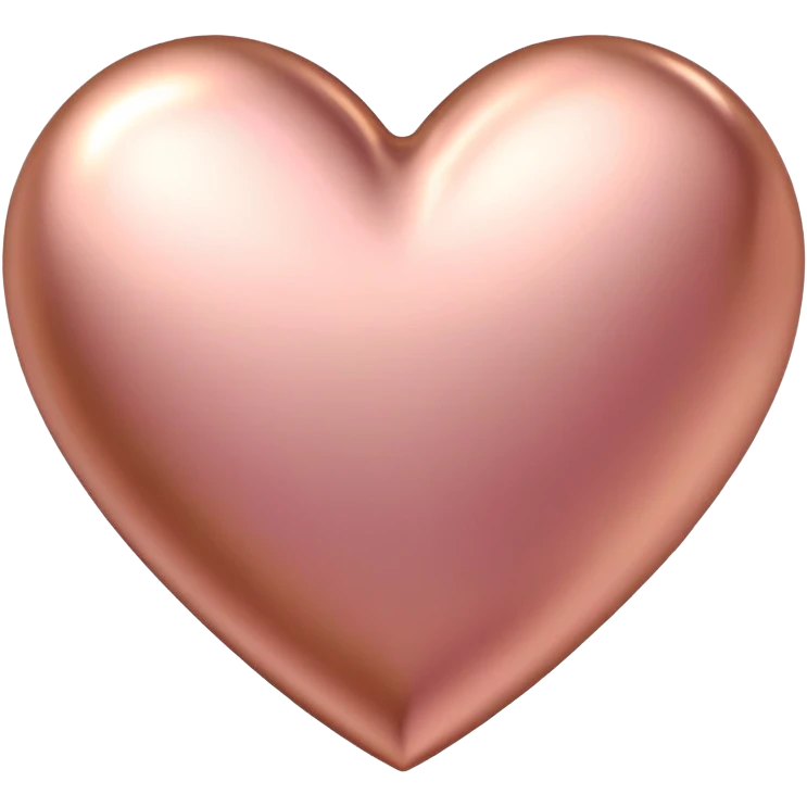 Simple elegant rose gold heart, metallic pink-gold finish emoji