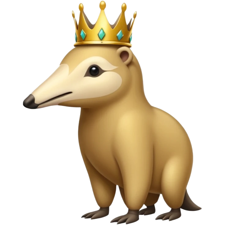 Anteater walking around and wearing a crown emoji