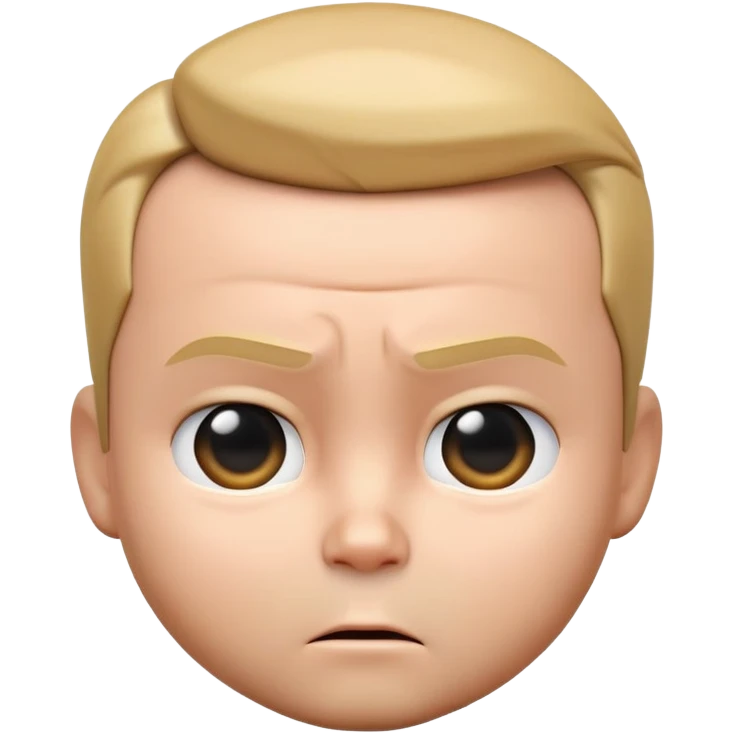 "Create a 3D emoji of Big Boss Baby’s face with his sharp suit collar peeking out, slicked-back hair, and a serious, confident expression." emoji