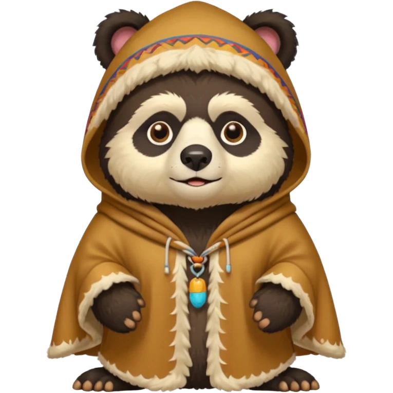 Spectacled bear wearing a chullo and a poncho that says I.T.I. CUSCO on the chest emoji