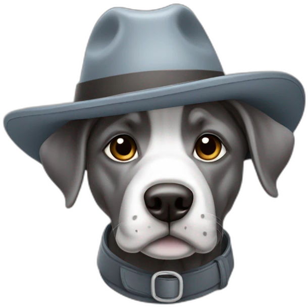 Un chien avec un chapeau gris emoji