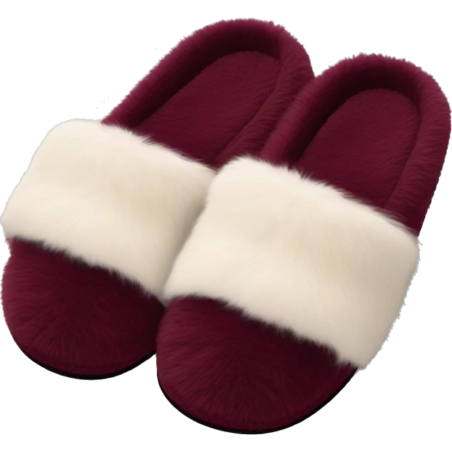 Burgundy fluffy cross over slippers emoji