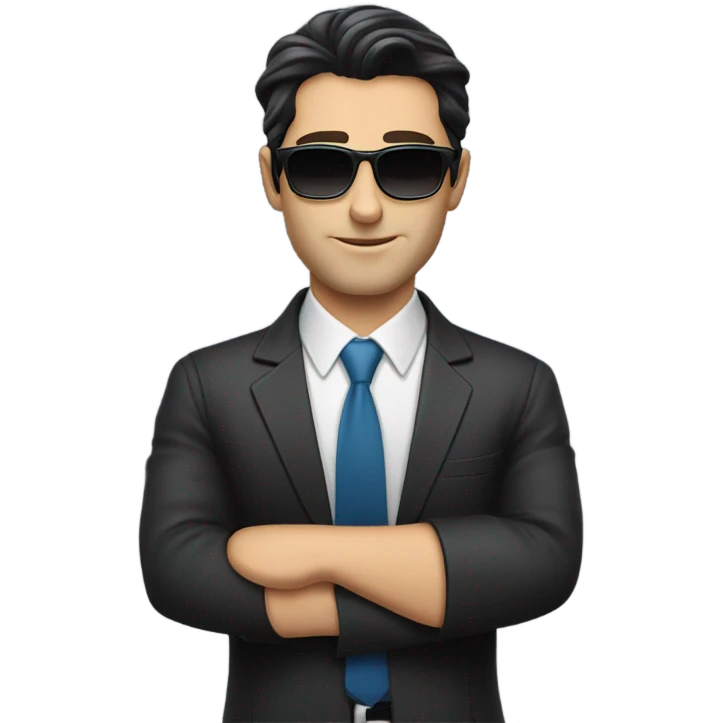 Caucasian dark hair handsome businessman with sunglasses emoji