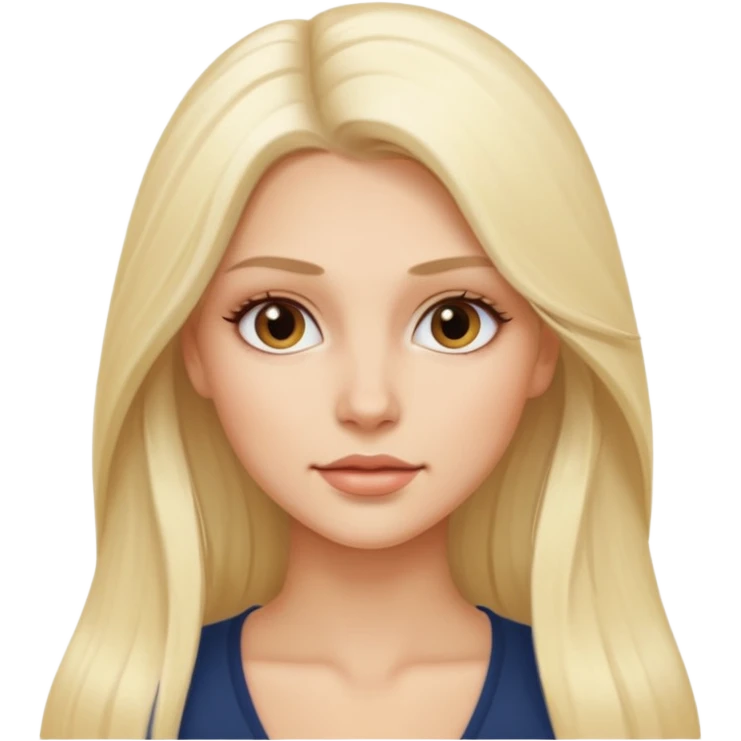 Stylized emoji portrait of a sexy long-haired white-blonde woman, confident expression, smooth skin, minimal makeup, clean background emoji