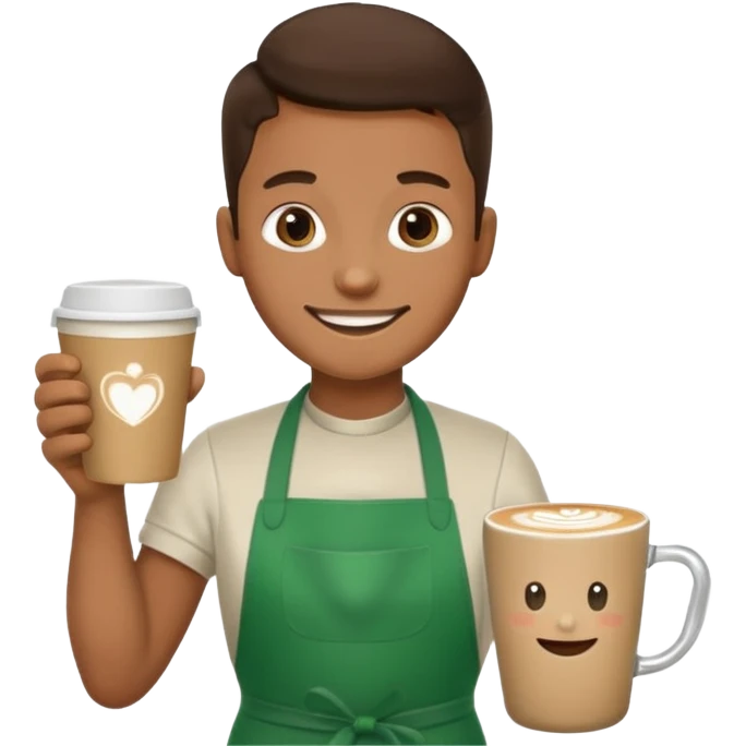 Barista + green apron + latte cup emoji