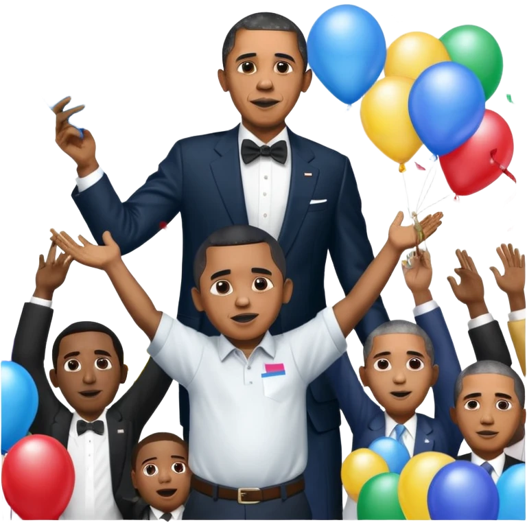 Diddy holding baby oil at a party with balloons and confetti and banners oiled up Obama is there as well holding a sign saying Obama have dih emoji