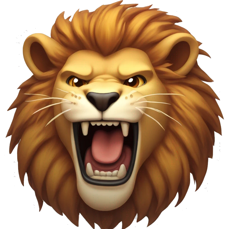 The face of an angry lion, fire burning all around.  emoji