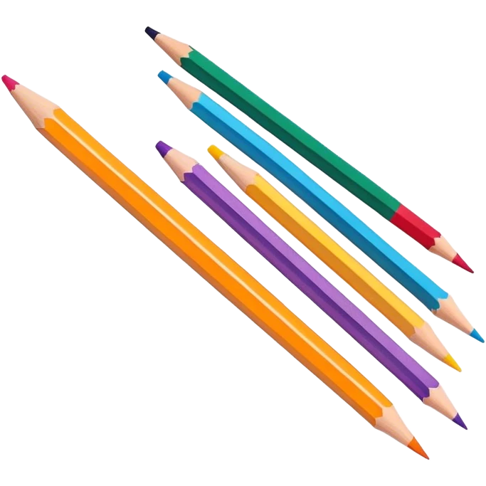 Cinematic Realistic image of a set of finely sharpened colouring pencils arranged neatly on crisp paper, rendered with vibrant hues and detailed pencil textures, illuminated by soft, creative lighting that captures the spirit of artistic expression emoji