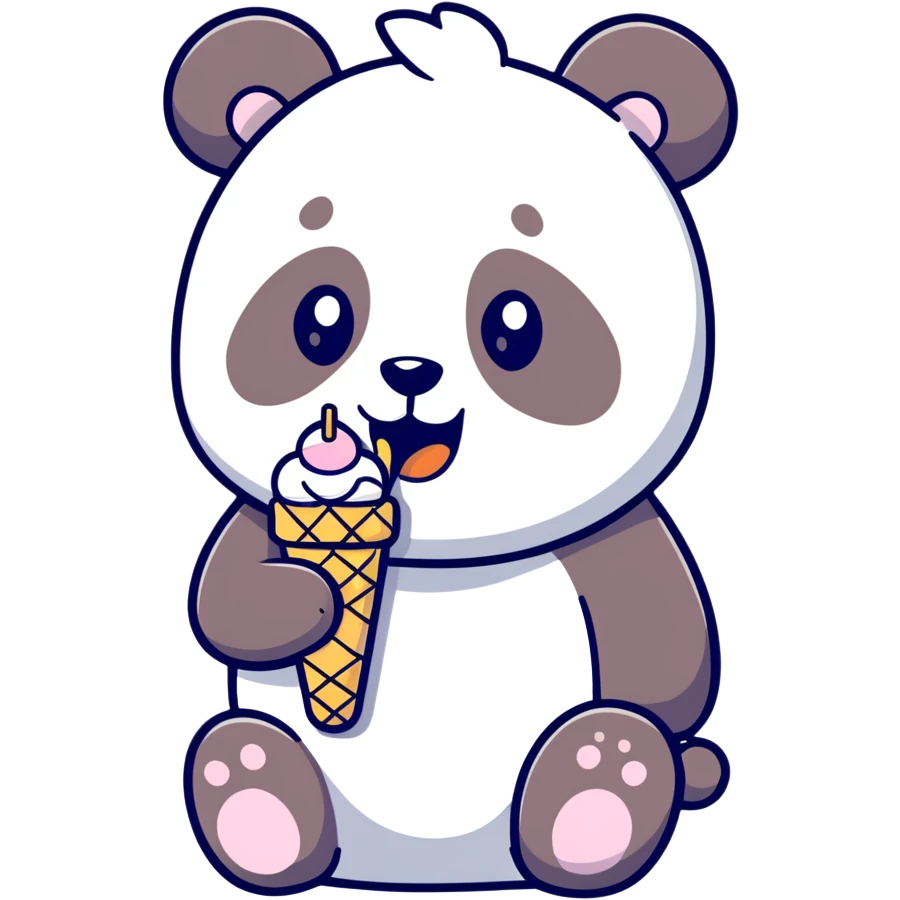 Panda eating ice cream emoji