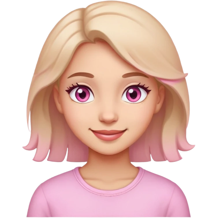Girl with light pink eyes, in love emoji