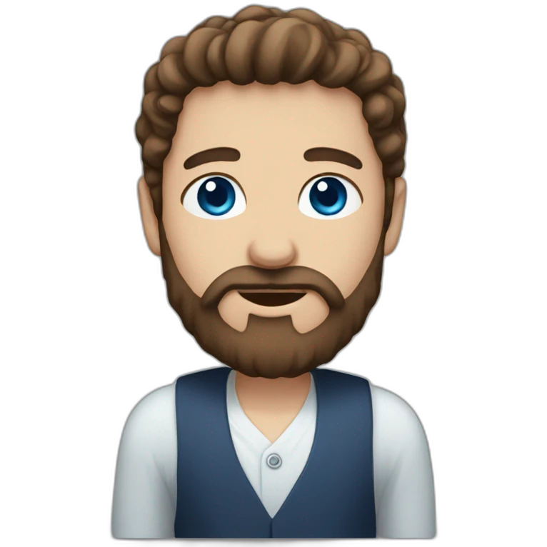 jewish with blue eyes, long beard, short brown hair emoji
