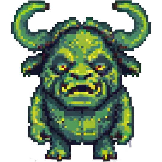 Shrek as a pixel art character, green ogre, big ears, friendly expression emoji