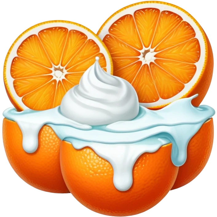 Two oranges with toothpaste in the middle emoji