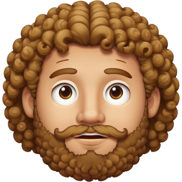 tan guy with curly hair, beard, chubby cheeks, neutral expression emoji