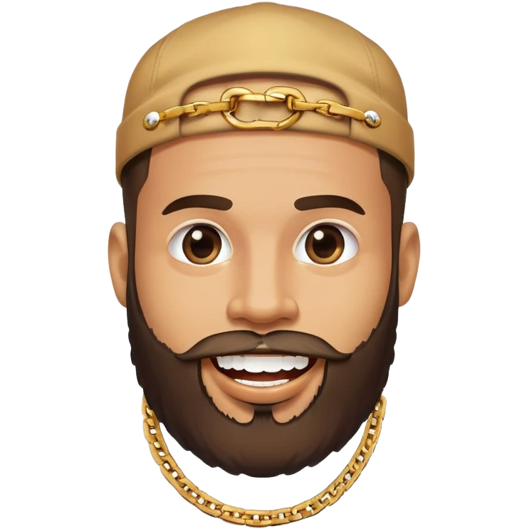 A guy from New York City with a beard and very, very shiny teeth and a rap chain emoji