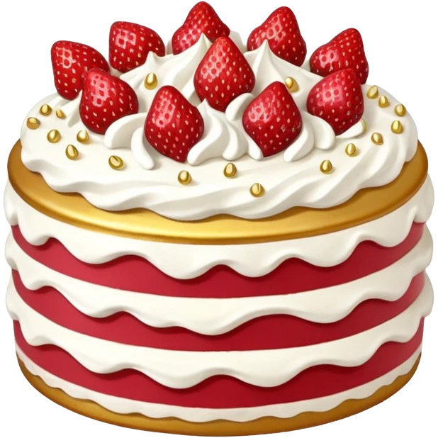 Strawberry cream cake with golden sprinkles and whipped cream frosting  emoji