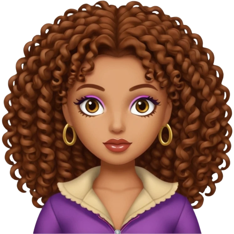 antonia gentry as pretty bratz baddie, brown curly hair emoji