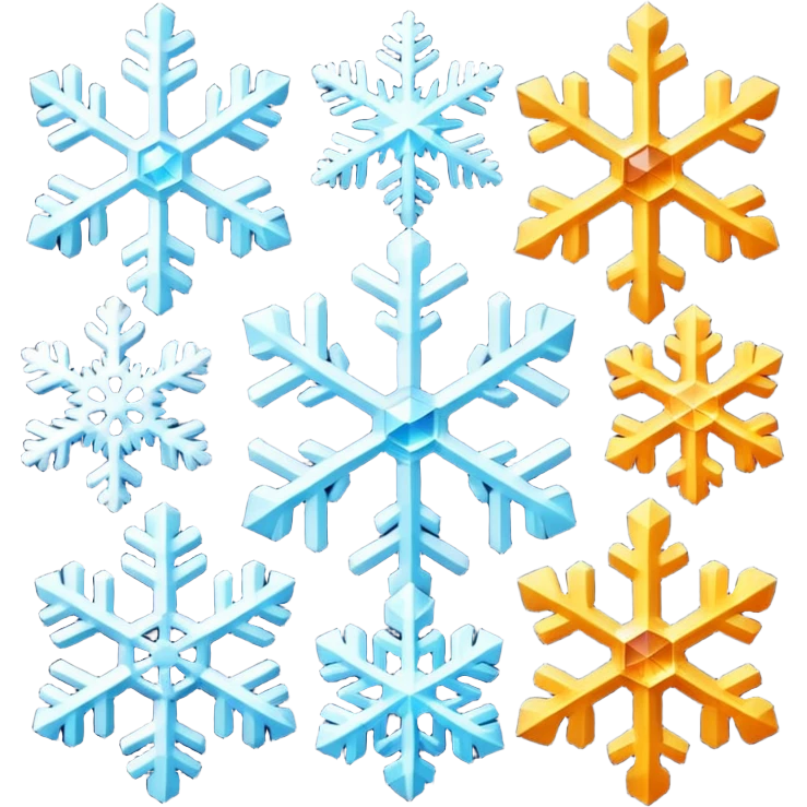 Snowflakes in different colors emoji