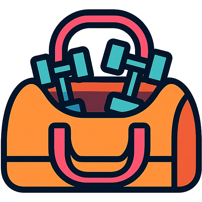 sportbag is full of dumbbells emoji