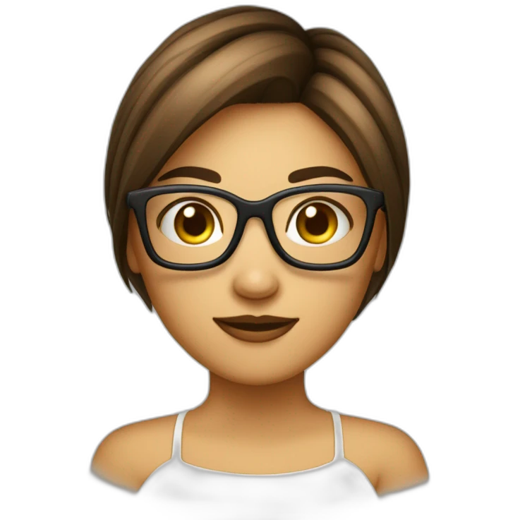 Fille a lunettes cheveux lisses brun mi-court emoji