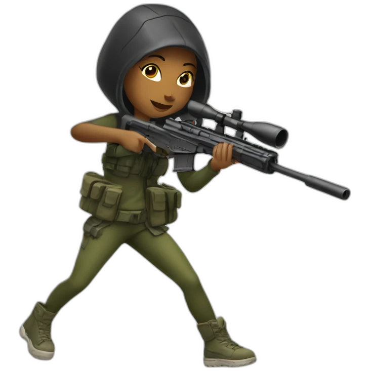 dancing woman holding a sniper rifle emoji