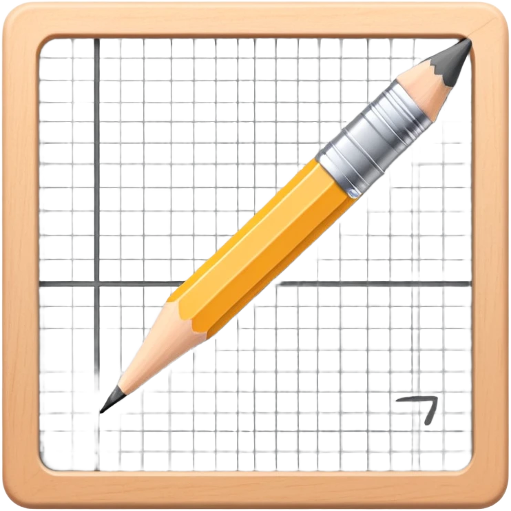 A pencil placed over a square grid, representing the sketching phase of a logo emoji