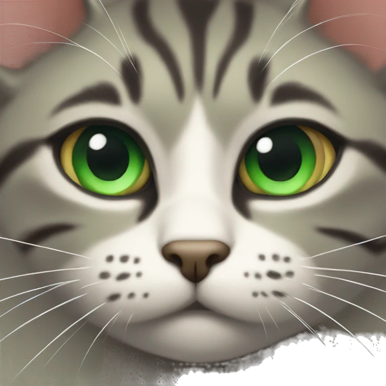 intense green eyed cat looking at toy emoji