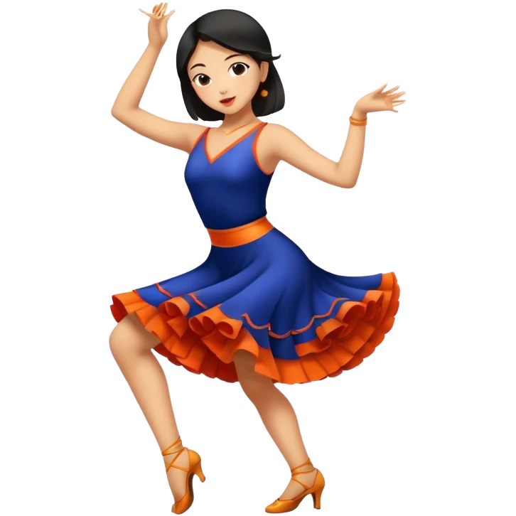 An Asian girl is dancing tango emoji