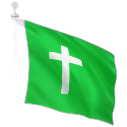 White flag on a flagpole with a green cross emoji
