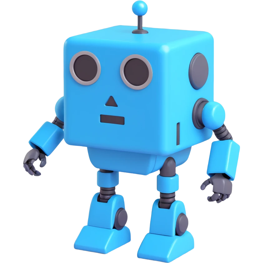 A gray-blue robot cube sticker for IT CUBE Computer Center, inspired by the attached logo emoji