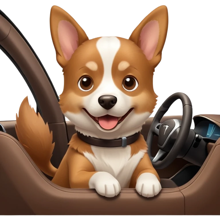 Dog driving Tesla emoji
