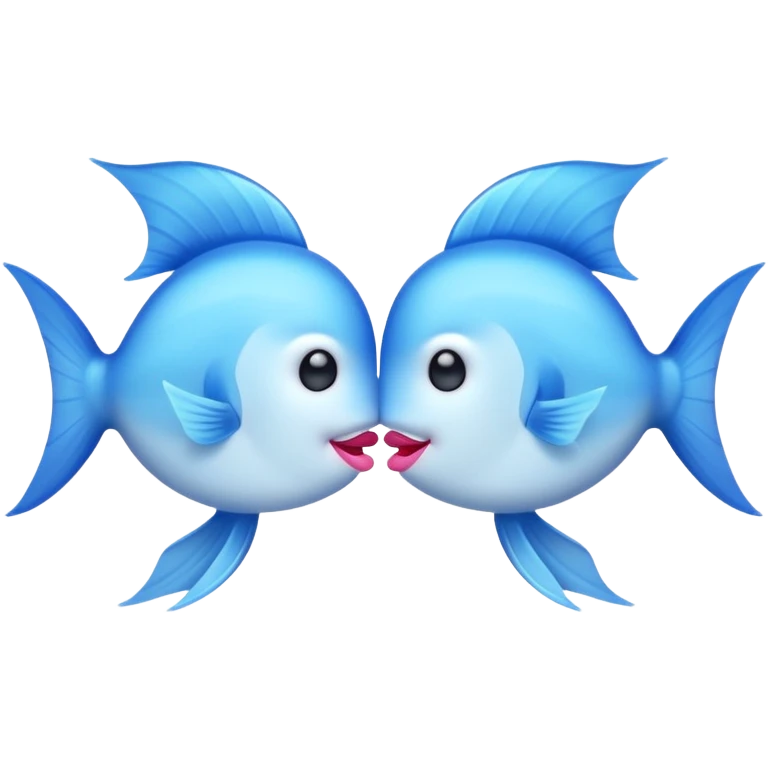 two cute pale blue fishes kissing emoji