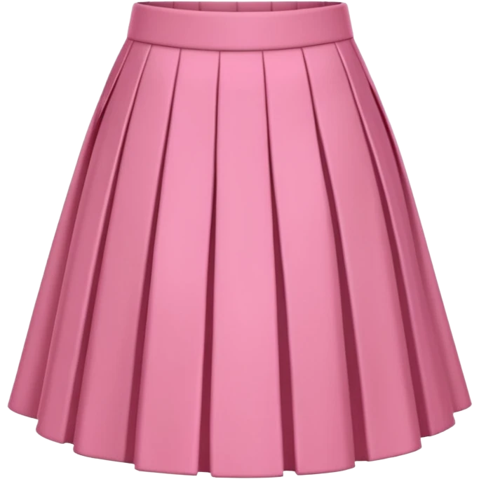 A 3D cartoon rose-pink pleated skirt with soft folds, smooth texture, isolated on plain background, Memoji-style. emoji