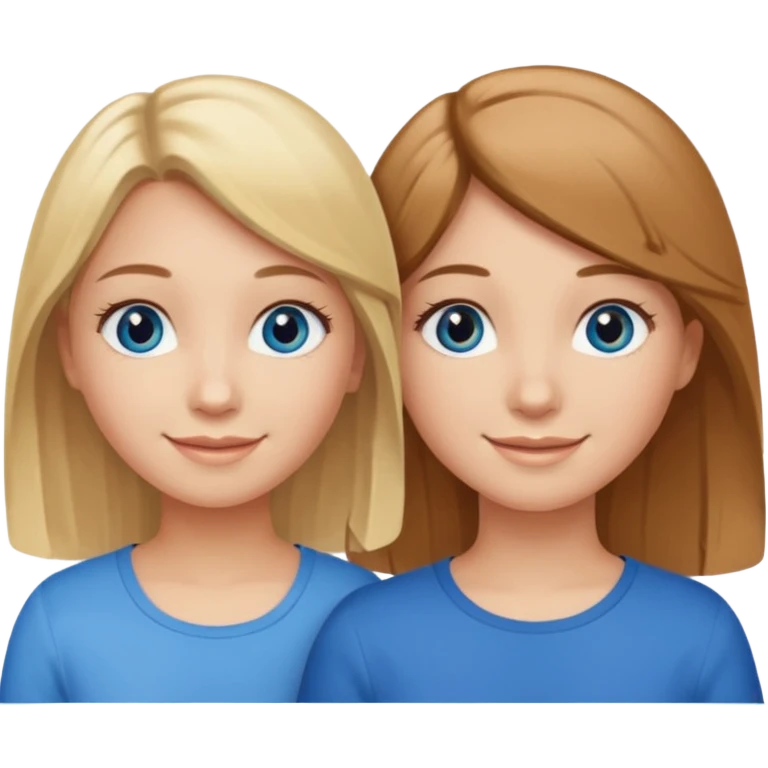 Two girls one with blond hair and one with brown hair both blue eyes saying six seven  emoji