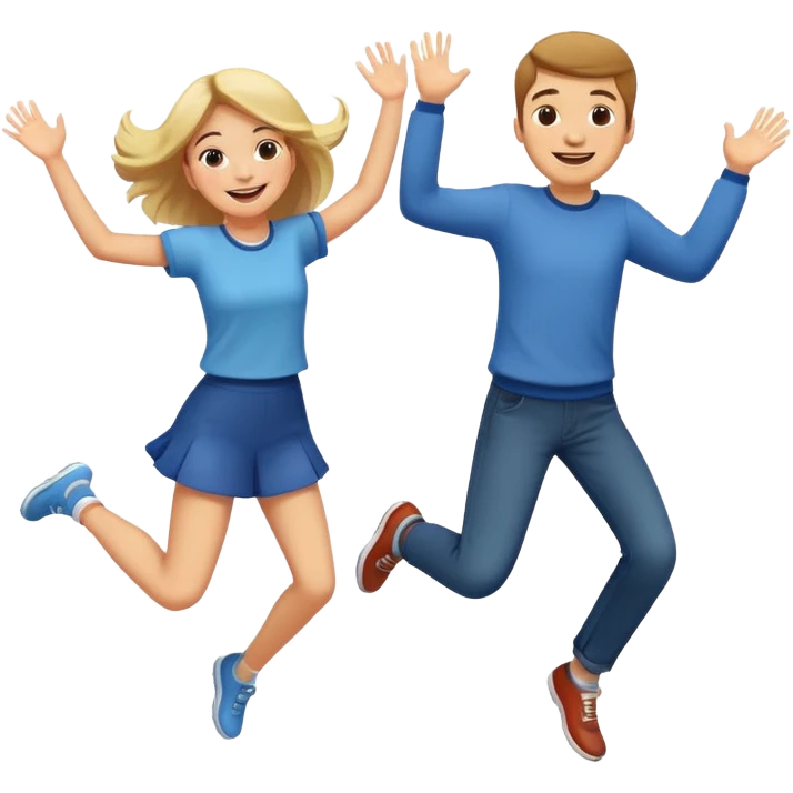 girl and guy jumping together  emoji