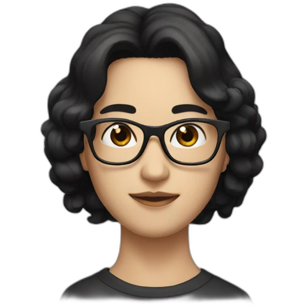 couple with white skin and  glasses and black hair and black eyes emoji