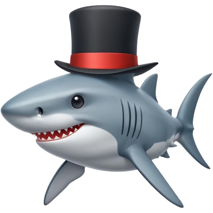 Shark with a top hat emoji