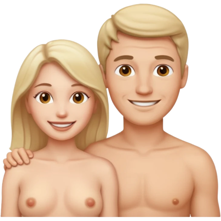 White Man and white woman emoji with no clothes emoji